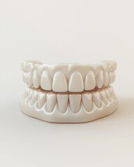 Obraz premium Closeup of dental prosthetics with upper and lower sets