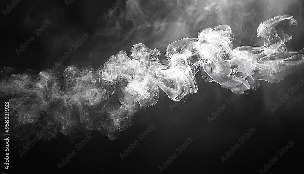 Wall mural smooth curve of smoke flowing in mysterious motion generated by ai