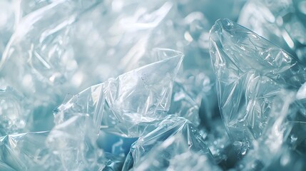 Obraz premium Detailed Crushed Clear Plastic Bottles Showcasing Texture and Recycling Process