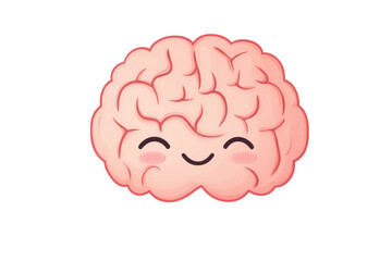 Cute cartoon brain with a smiling face, isolated on a transparent background. Perfect for educational, medical, or mental health projects.