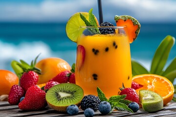 Forever summer, tropical fruits, vibrant colors burst with the flavors of the season year-round