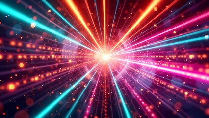 Obraz premium High-Energy Abstract Digital Art with Neon Light Streaks and Bokeh Circles