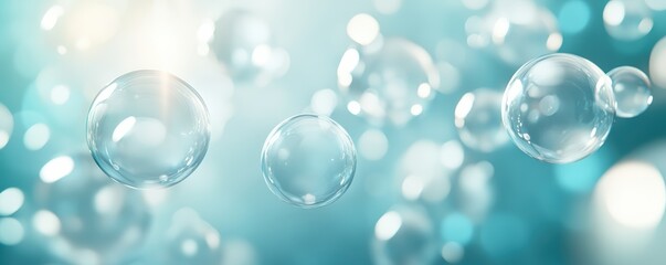 A serene image of floating bubbles in soft blue tones, creating a calming and ethereal atmosphere suitable for various projects.