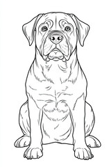 Fototapeta premium Beautiful Rottweiler Coloring Page, Dog Colouring Design for Your Corporate Books and Business Graphic Resource or Creative Project, Ai Generative