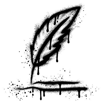 recommend clip art: old style quill pen graffiti with black spray paint. vector illustration.