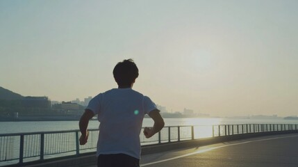 Fototapeta premium Morning Jogger by the River