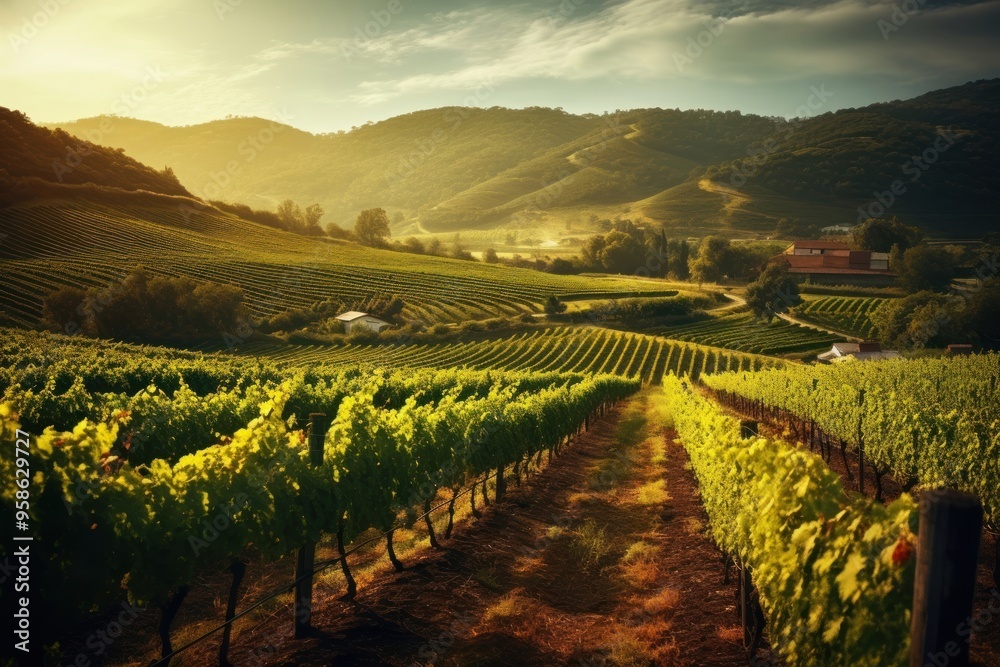 Poster vineyard landscape outdoors nature.