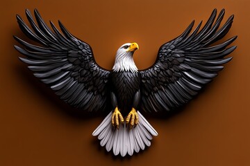 Obraz premium Heraldic eagle, wings spread, sharp talons represents vision and protection