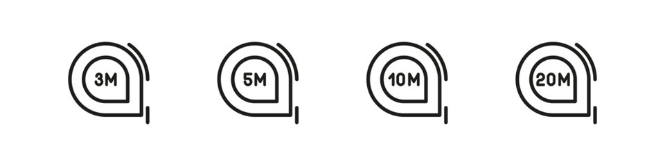 Tape measure icon. 
Size measurement icons.