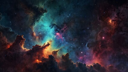 Fototapeta premium A colorful nebula with stars.