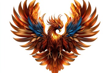 Obraz premium Heraldic phoenix, rising from flames, symbol of rebirth represents resilience and renewal
