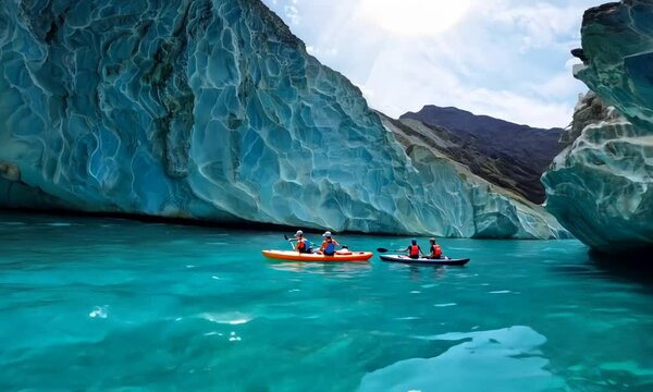 Kayaking Through a Turquoise Cave