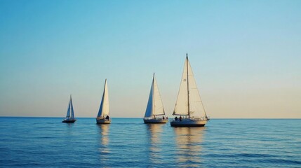 Fototapeta premium Serene Sailboats on Calm Waters
