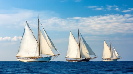 Fototapeta premium Tranquil Sailing Vessels on Blue Waters