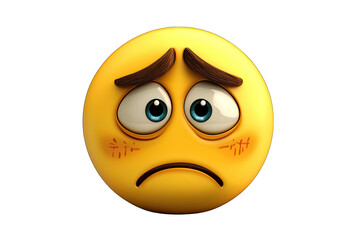 Fototapeta premium A sad emoticon expressing deep sorrow with large eyes and a frown, perfect for conveying disappointment or sadness in designs.