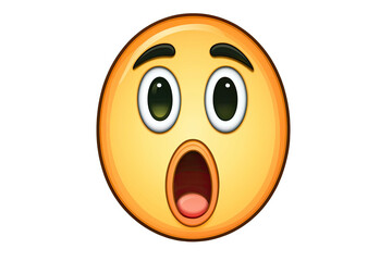 Fototapeta premium A surprised emoji with wide eyes and an open mouth, representing shock, amazement, or excitement in digital communication.