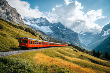 Scenic train journey through the mountains