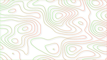 Topographic map lines, contour background vector.  Multi color bright contour line topographic map.