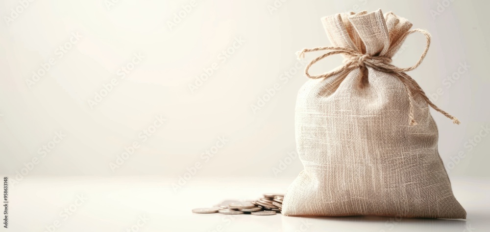 Aufkleber a white bag with a brown string tied to it