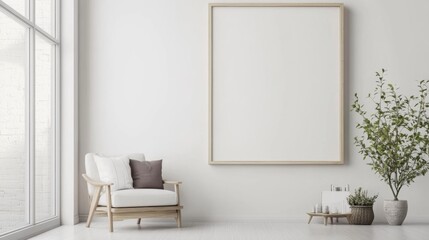 Modern Minimalist Living Space with Blank Canvas