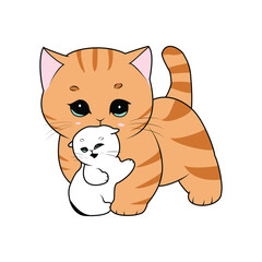 
Cute cat vector illustration, Smiling puppy sticker. Hand drawn vector. Anime style kitty. Cartoon animal. 
Cute Valentine card in kawaii style. Sketch style design for t-shirt.