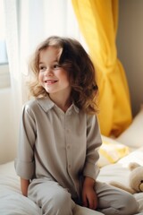 Naklejka premium Pyjamas portrait bedroom photo.