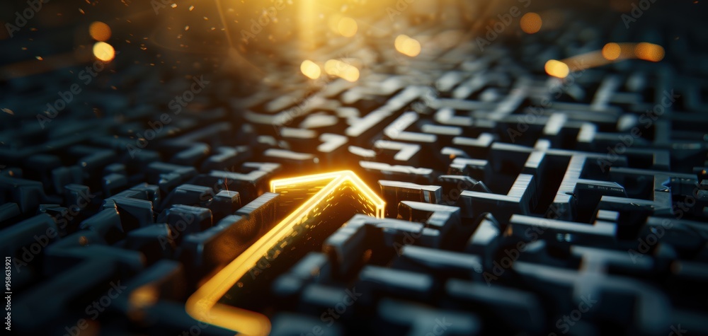 Poster A maze with a glowing arrow pointing to the right