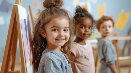 Obraz premium Happy Children in Art Class