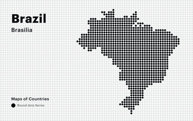 Obraz premium Creative Dotted Map of Brazil with capital Brasilia. Round dots