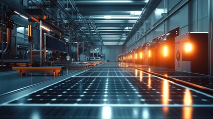 Fototapeta premium A large industrial buildings producing solar panels