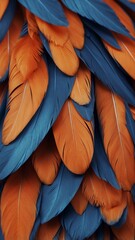 Fototapeta premium A close up of a blue and orange parrot's feathers.