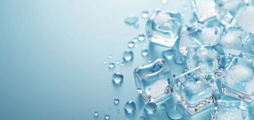 A blue background with a bunch of ice cubes on it