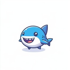 Imitation of a comic book style shark fish in a cartoon art pop art retro illustration.