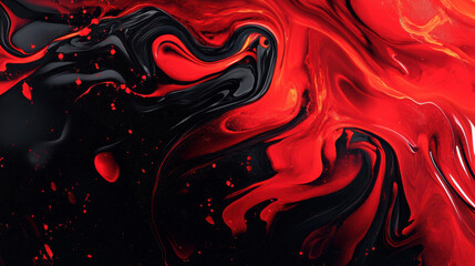Obraz premium Vibrant abstract liquid art in red and black hues, depicting fluid movement and dynamic energy. Perfect for backgrounds and creative projects.