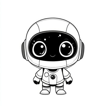 recommend clip art: Illustration of robot baby in diapers. Scratch board imitation in black and white.