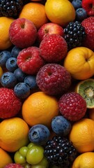 Obraz premium A mix of different fresh fruits creating a colorful and vibrant background.