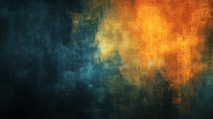 Obraz premium Abstract Grunge Background with Dark Colors and Yellow, Orange, and Blue Tones