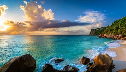 Playa paradisiaca aguas cristalinas paisaje mar