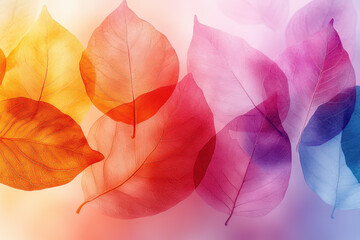 Fototapeta premium Colorful, transparent skeleton leaf texture background, abstract art design with light pastel colors.