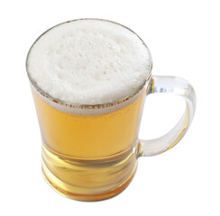 Glass mug of light beer isolated on white