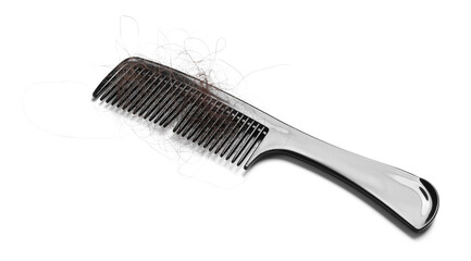 One comb with lost hair isolated on white