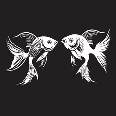 Obraz premium Goldfish in cartoon, doodle style . Image for t-shirt, web, mobile apps and ui. Isolated 2d vector illustration in logo, icon, sketch style, Eps 10, black and white. AI Generative