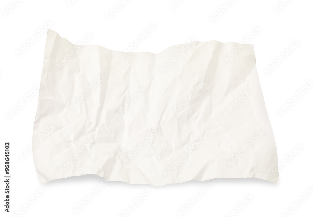 Sticker Piece of crumpled paper sheet isolated on white