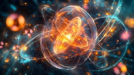 79. Creative rendering of a central nutrient atom surrounded by energetic, radiant molecular bonds