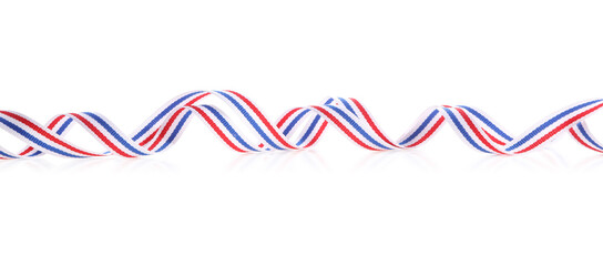 Obraz premium Ribbon in colors of Netherlands flag isolated on white