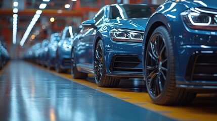 Obraz premium New Cars in a Factory