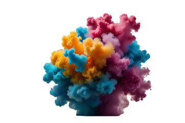 Obraz premium A vibrant smoke bomb effect captured on a transparent background, perfect for creative designs and overlays