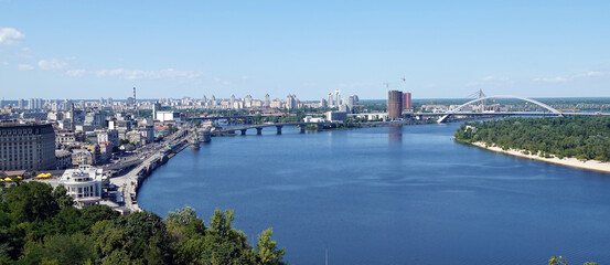 Obraz premium Podil district of Kyiv city view from above