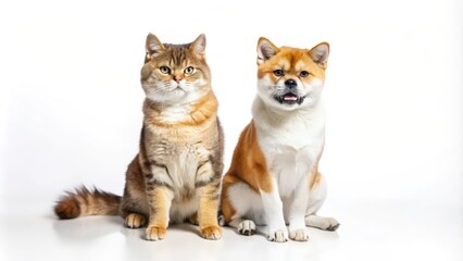 Obraz premium A Tabby Cat and a Shiba Inu Dog Sitting Together