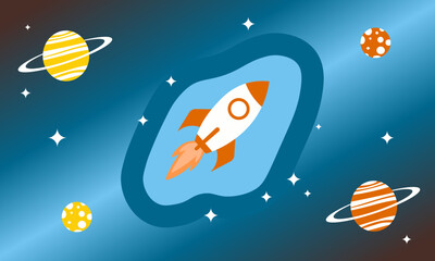 Space Rocket Journey Background - Vector Illustration